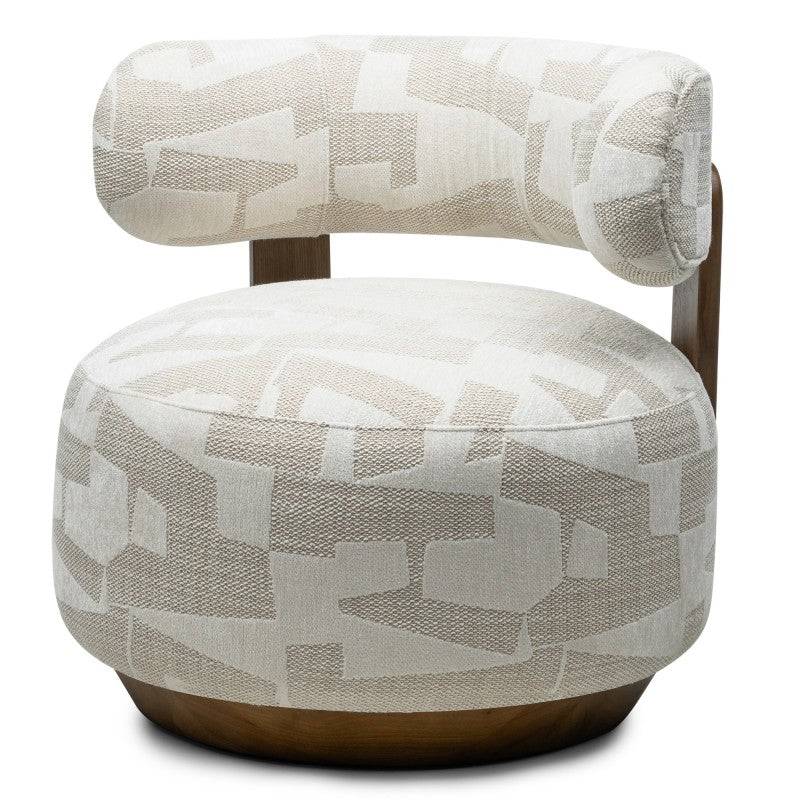 Poltrona MARABELL, forme arrotondate, beige/cream, noce