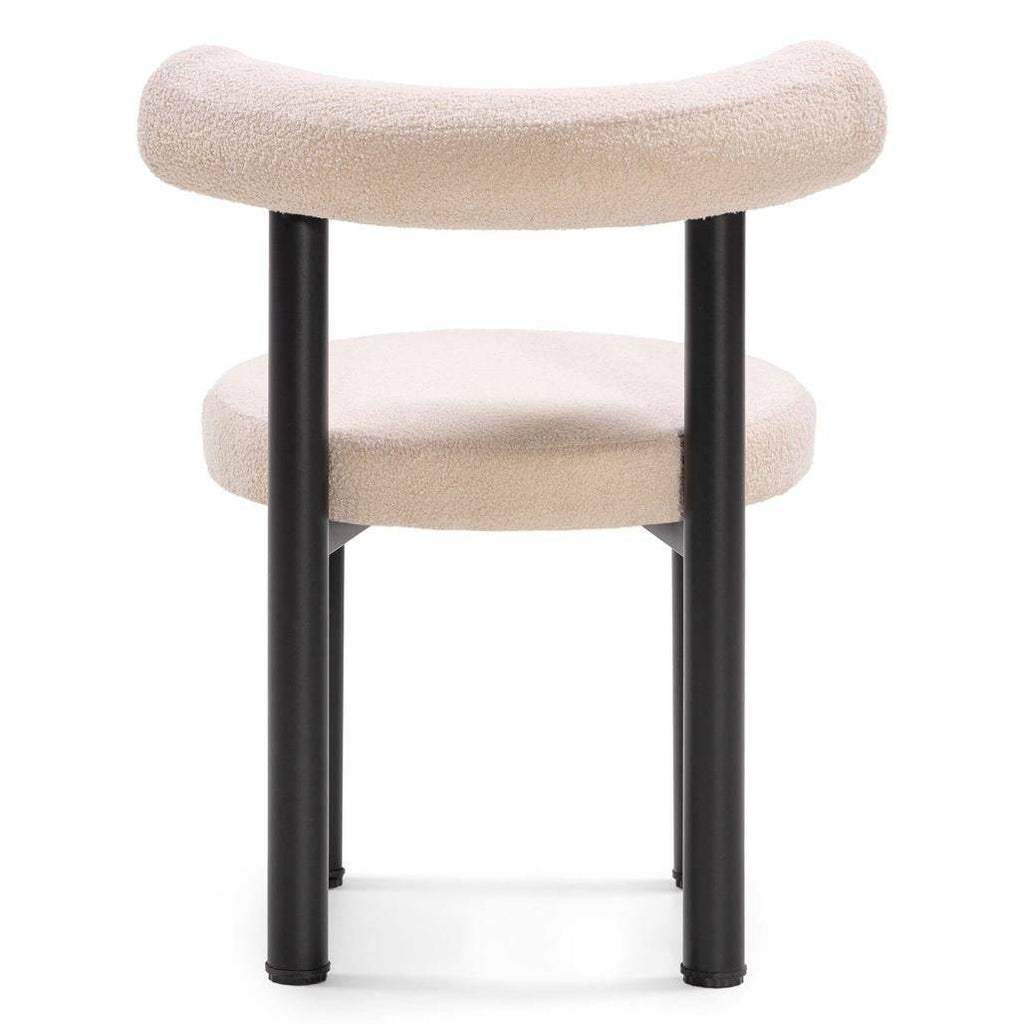 Sedia da Pranzo PERER, Beige Bouclé/Gambe Nere