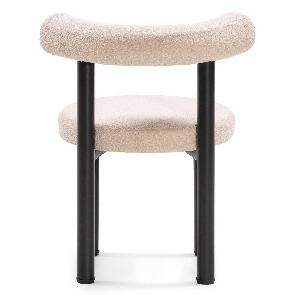 Sedia da Pranzo PERER, Beige Bouclé/Gambe Nere