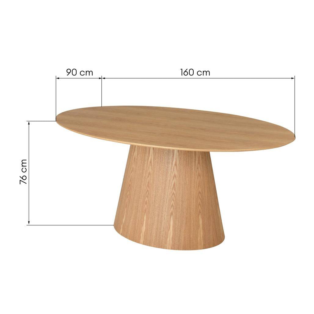 Tavolo da pranzo ovale NOEL 160 cm, frassino naturale
