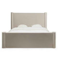 Letto ZENNA imbottito 160x200 cm, velluto beige chiaro
