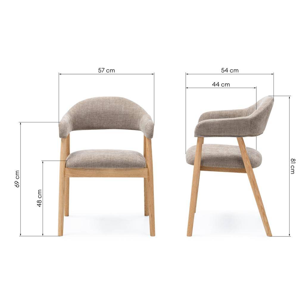 Sedia Imbottita LARIS, Beige Scuro/Quercia