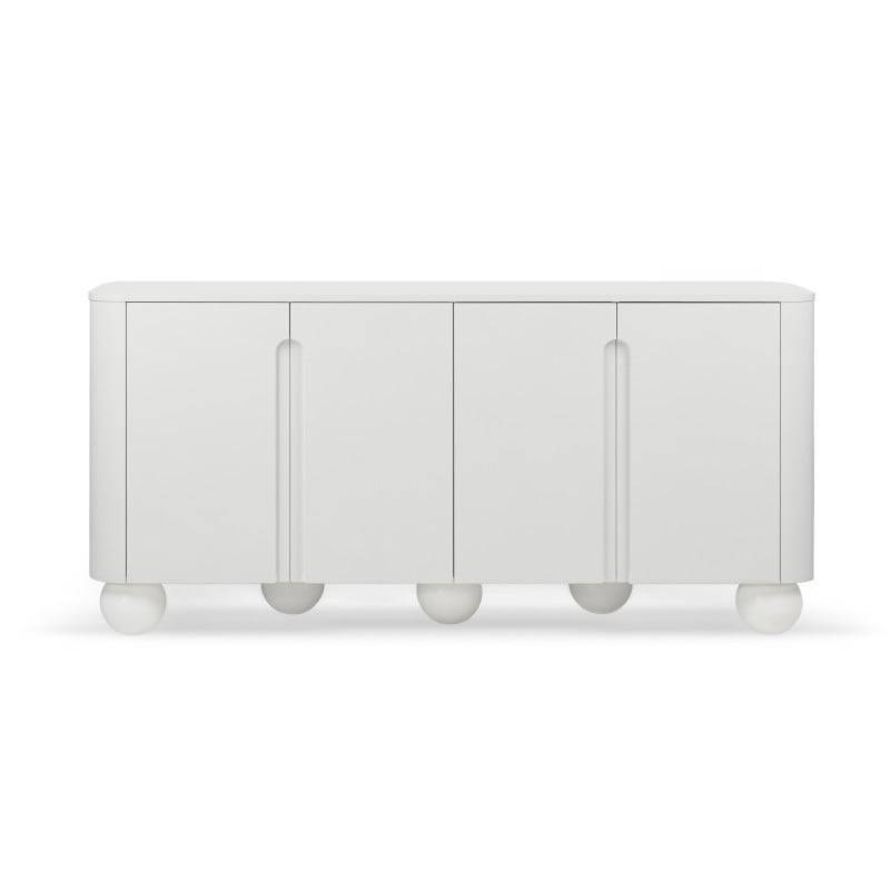 Cassettiera SQUAREN bianca, 4 ante, forme arrotondate