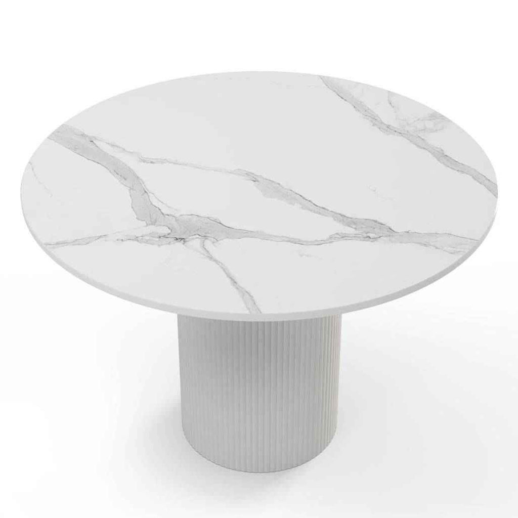 Tavolo da pranzo MALENA rotondo, effetto marmo bianco