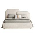 Letto imbottito NORIA 160x200 cm, beige chiaro, arrotondato