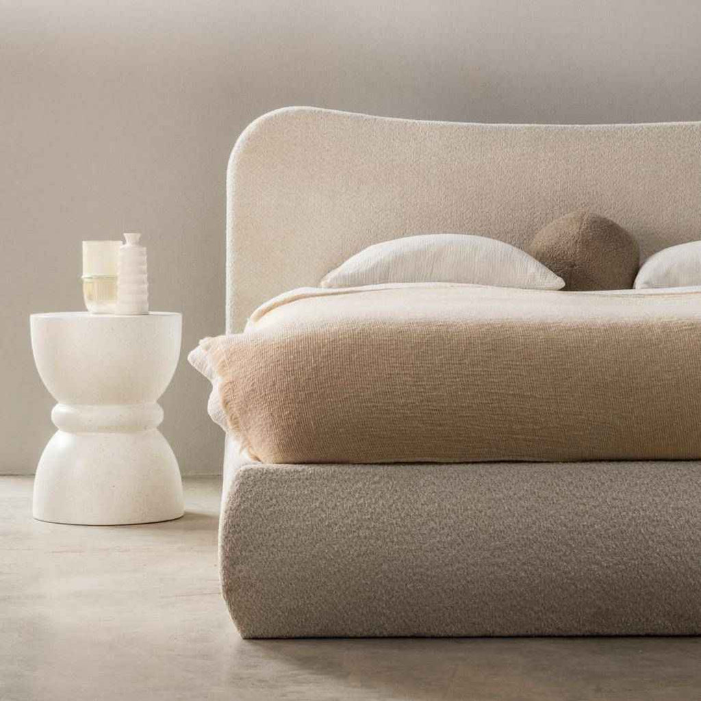 Letto imbottito DOMINIQUE 140x200 cm, beige