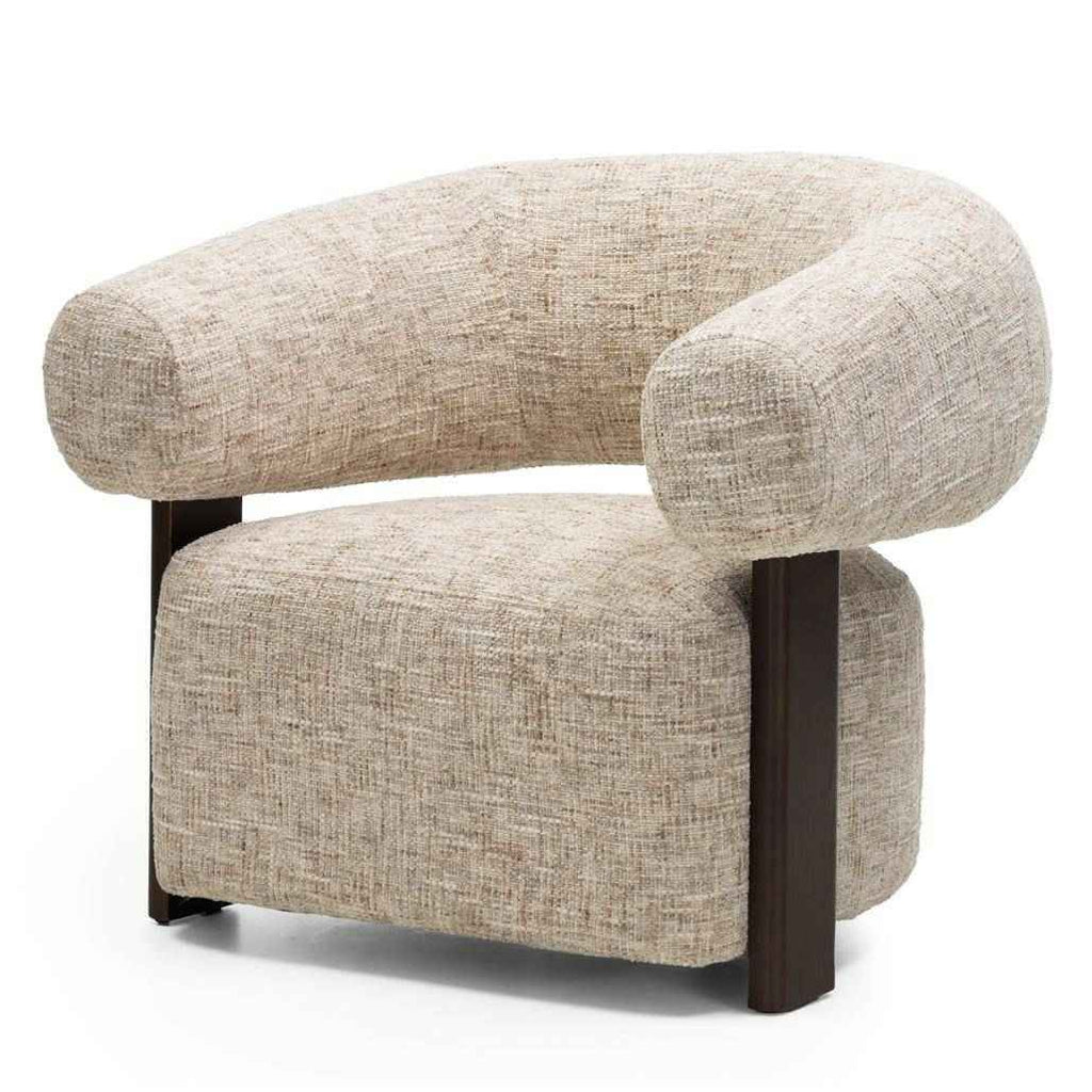 Poltrona MONIQUE, Beige Grigio/Noce, Forme Arrotondate