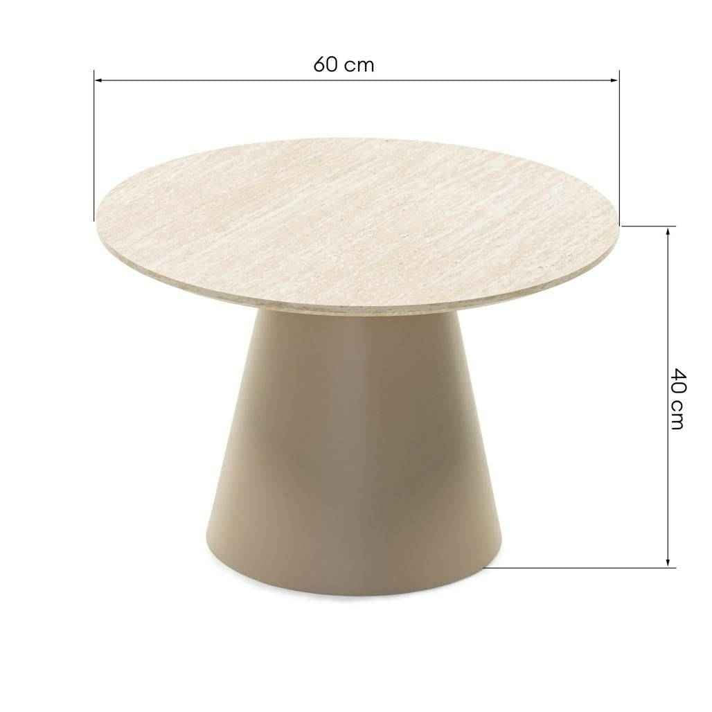 Tavolino da caffè rotondo OREZ, beige travertino