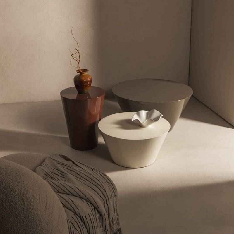 Tavolino ELISSA Ø80 cm, verde-grigio, lucido