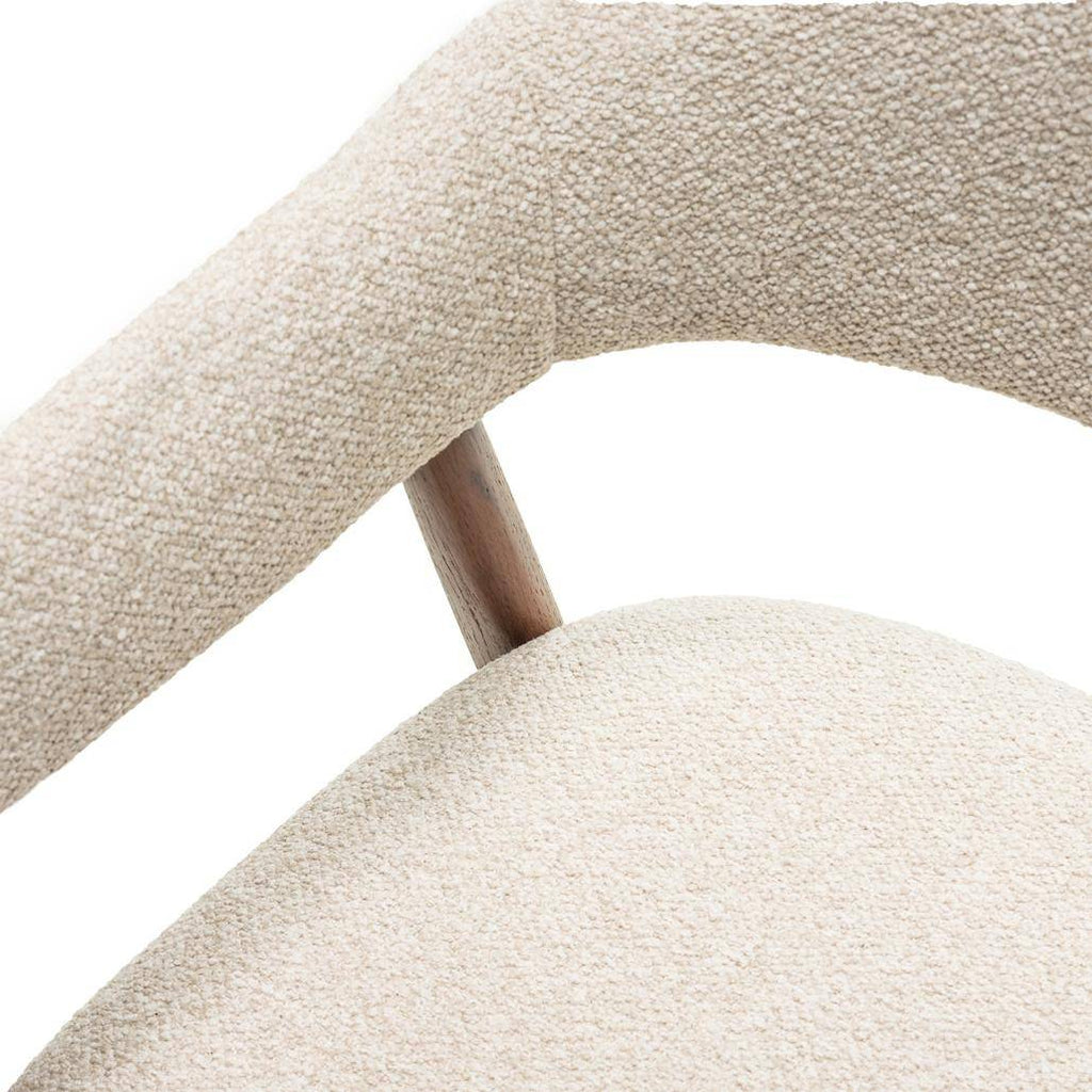 Sedia Imbottita LARIS Beige Bouclé/Noce