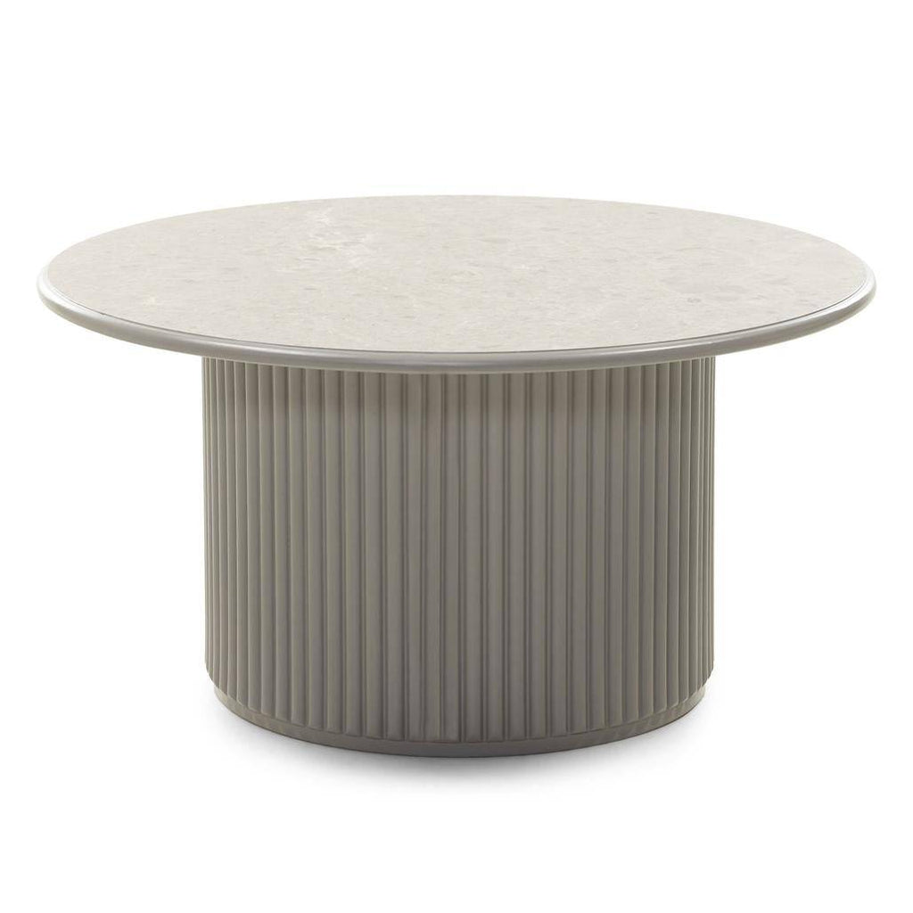 Tavolino caffè rotondo ASTI 80 cm, grigio, effetto marmo