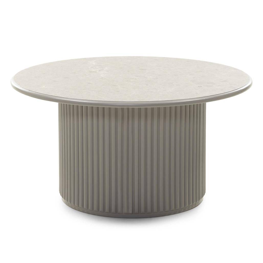 Tavolino caffè rotondo ASTI 80 cm, grigio, effetto marmo