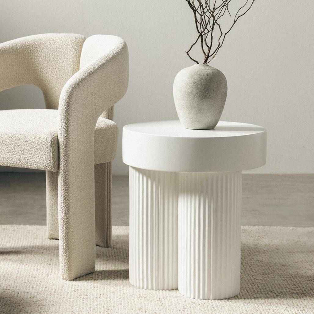 Tavolino RIGATO 45 cm, tondo, bianco, rigato