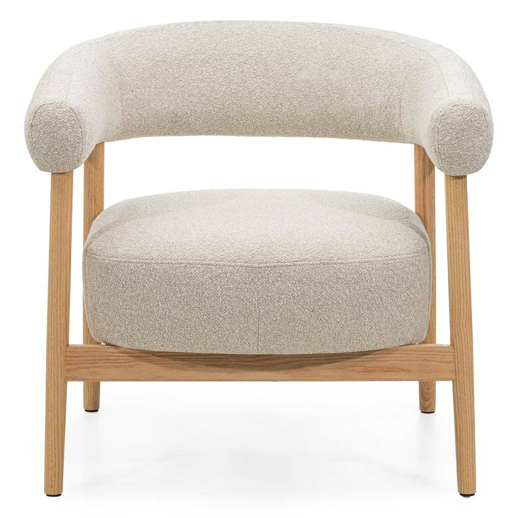 Poltrona MUE beige chiaro con legno di quercia