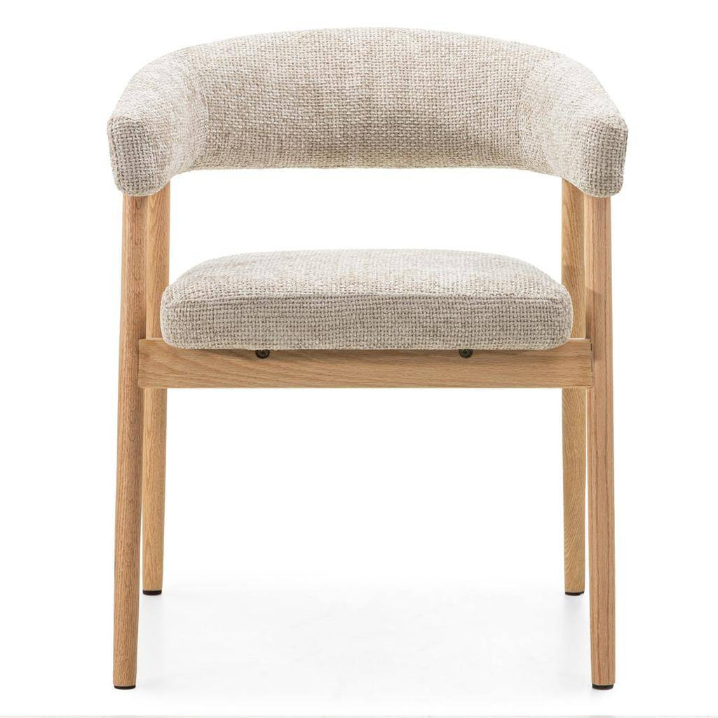 Sedia Imbottita MUE, Beige/Legno di Quercia