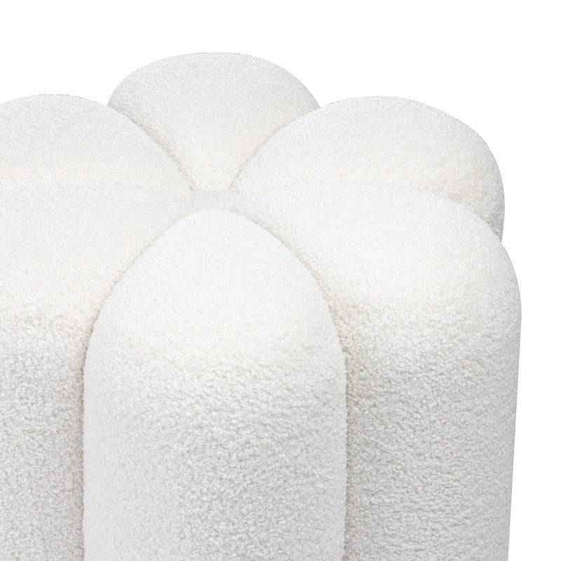Pouf FLORI rivestito in bouclé bianco