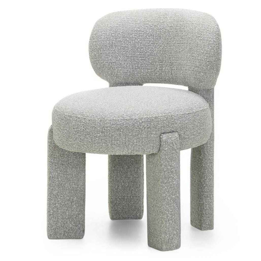 Sedia imbottita SAMMA, grigio, bouclé, forme arrotondate