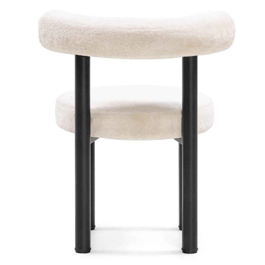 Sedia da Pranzo PERER, Ecru/Gambe Nere
