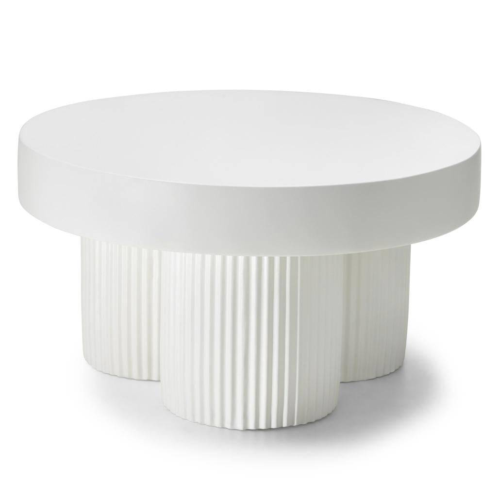 Tavolino RIGATO 70 cm, tondo, bianco, rigato