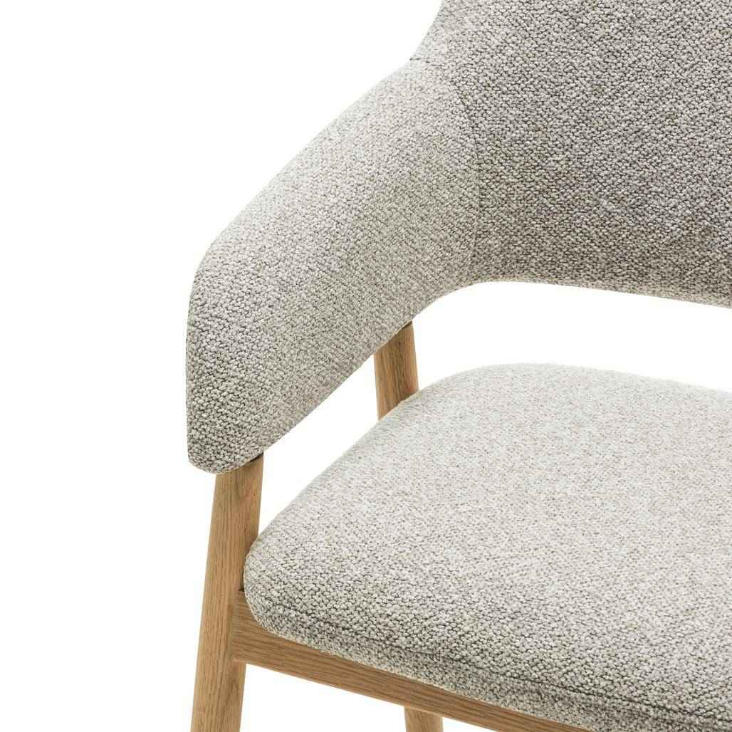 Sedia imbottita LORA, grigio chiaro, bouclé/quercia