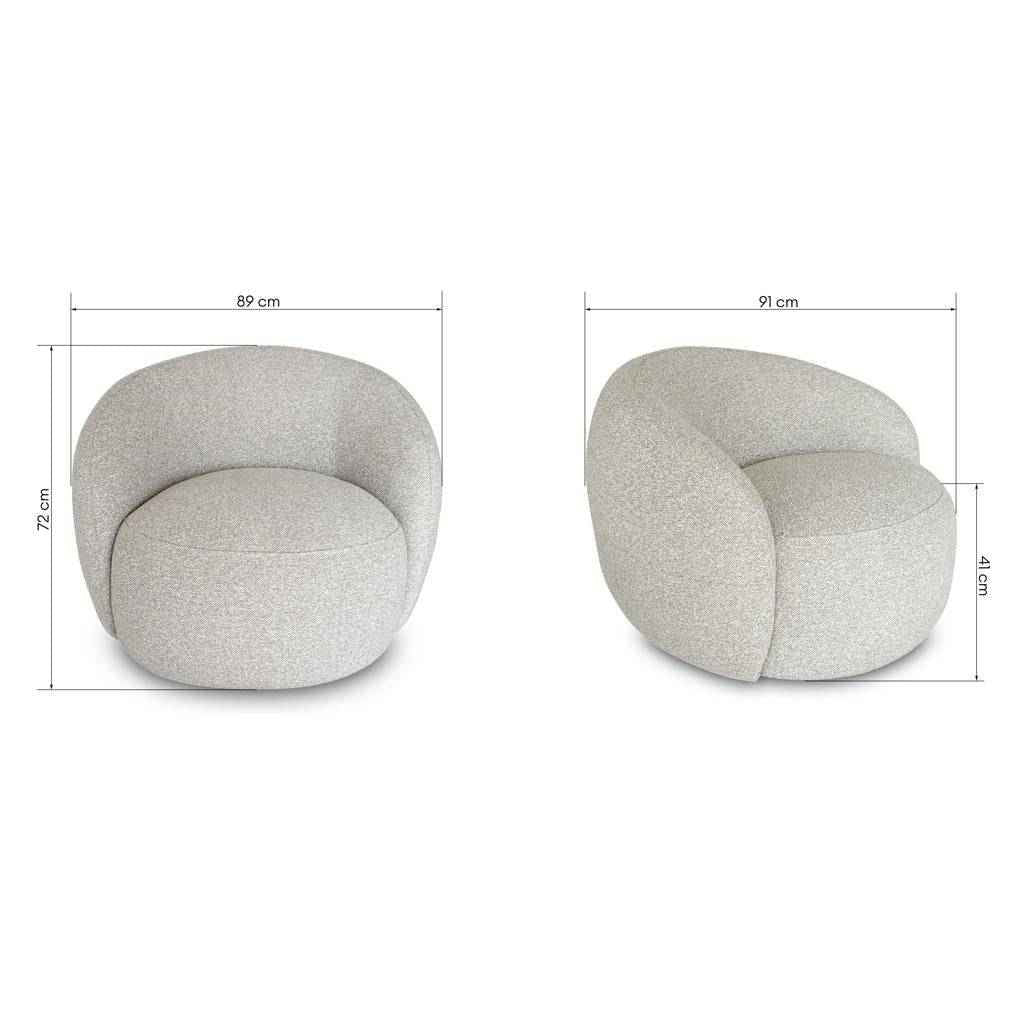 Poltrona Girevole NORA, Beige, Forme Arrotondate