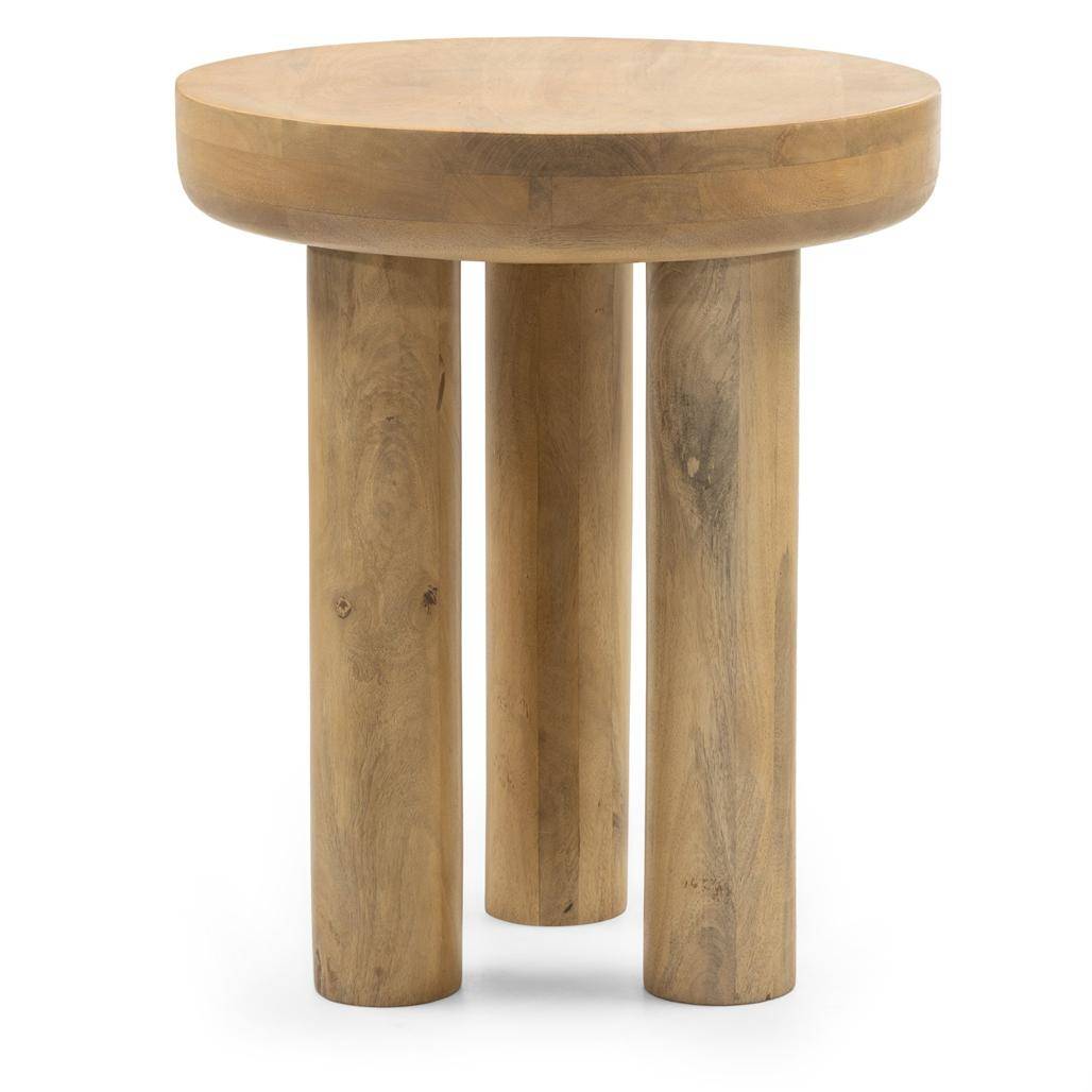 Tavolino laterale LUNGO 50 cm, rotondo, legno mango