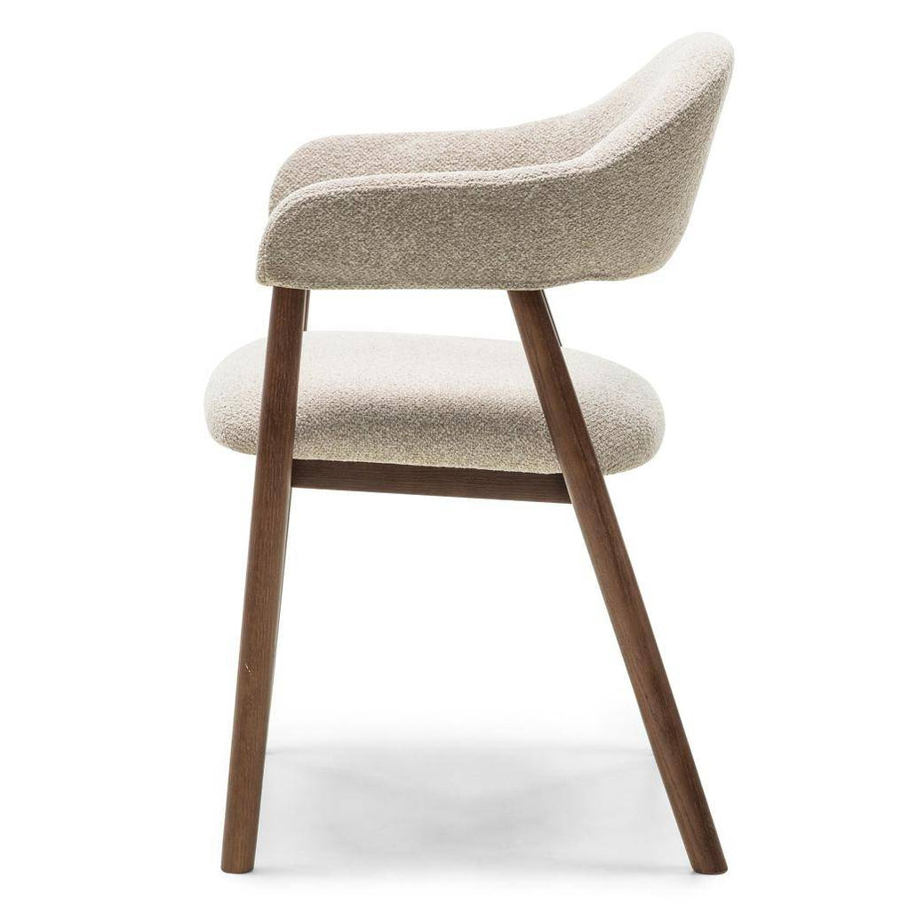 Sedia Imbottita LARIS Beige Bouclé/Noce