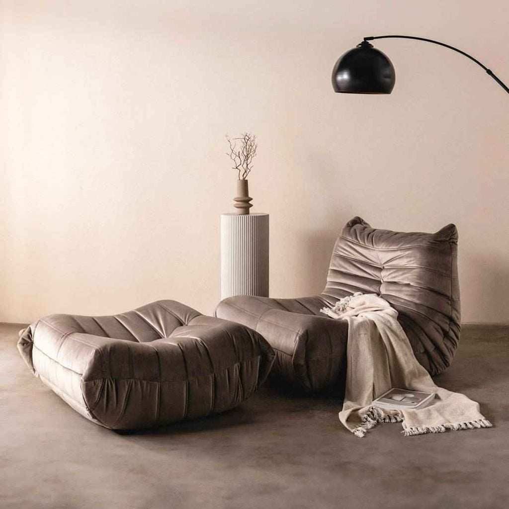 Poltrona Lounge LIBELLULE, marrone-grigio, velluto
