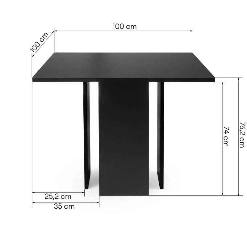 Tavolo da pranzo ASPER 100 cm, quadrato, nero