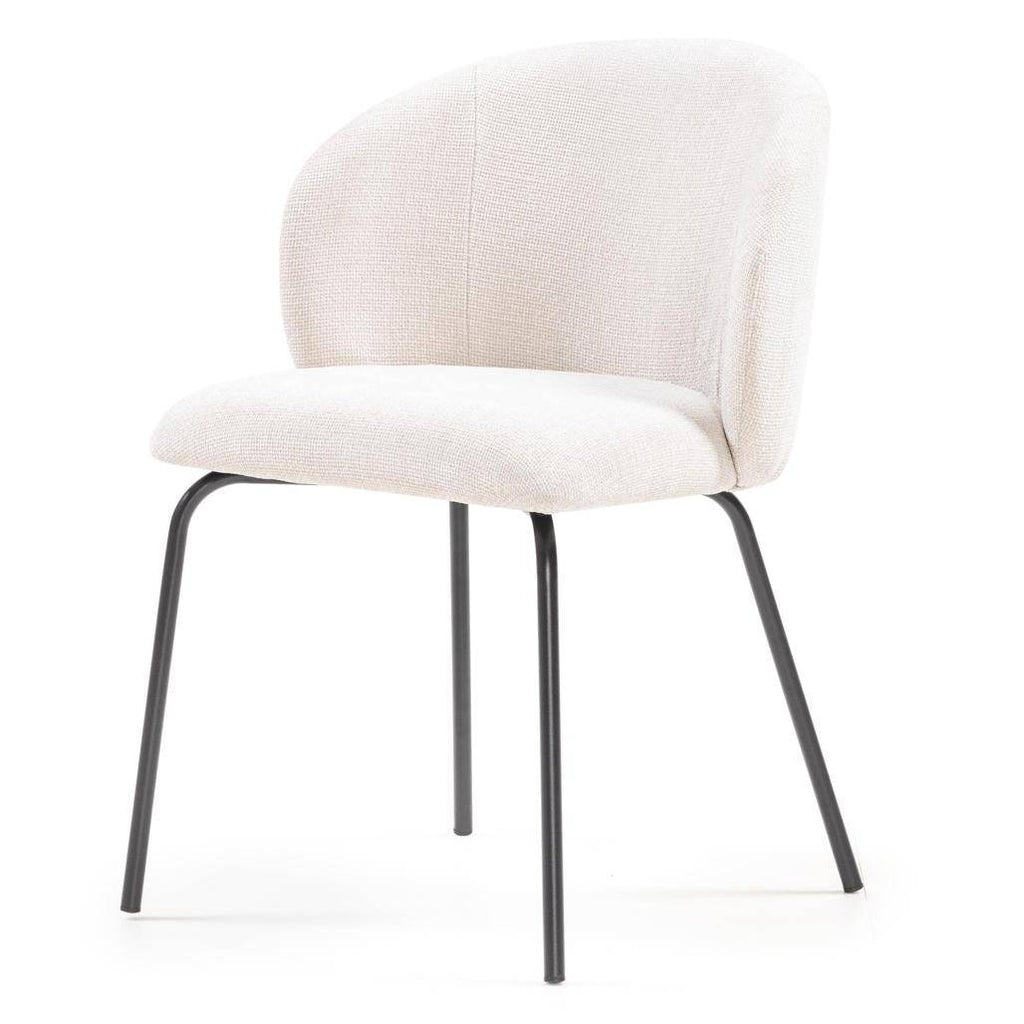 Sedia da pranzo LUEUR, beige chiaro, gambe nere