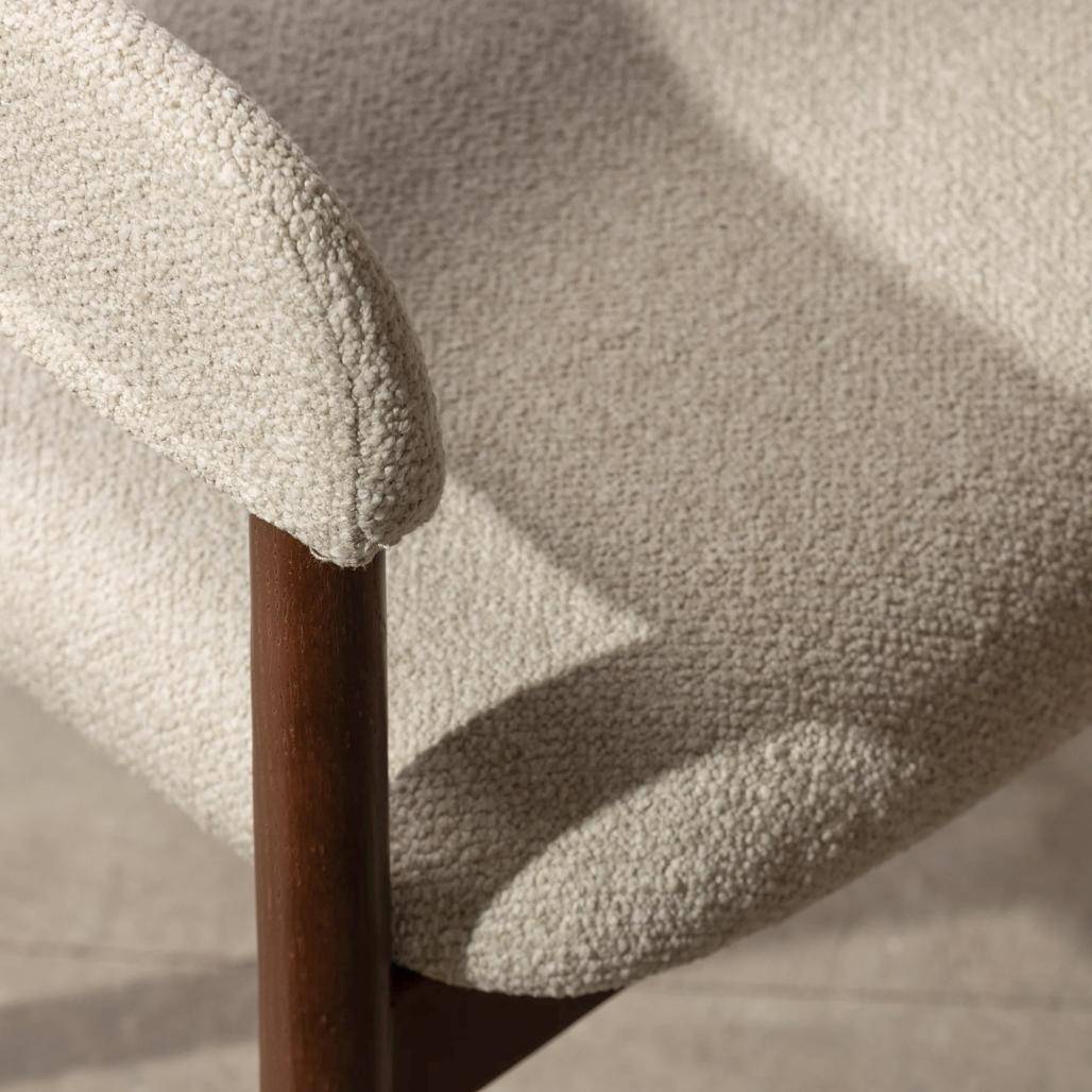 Sedia Imbottita LARIS Beige Bouclé/Noce