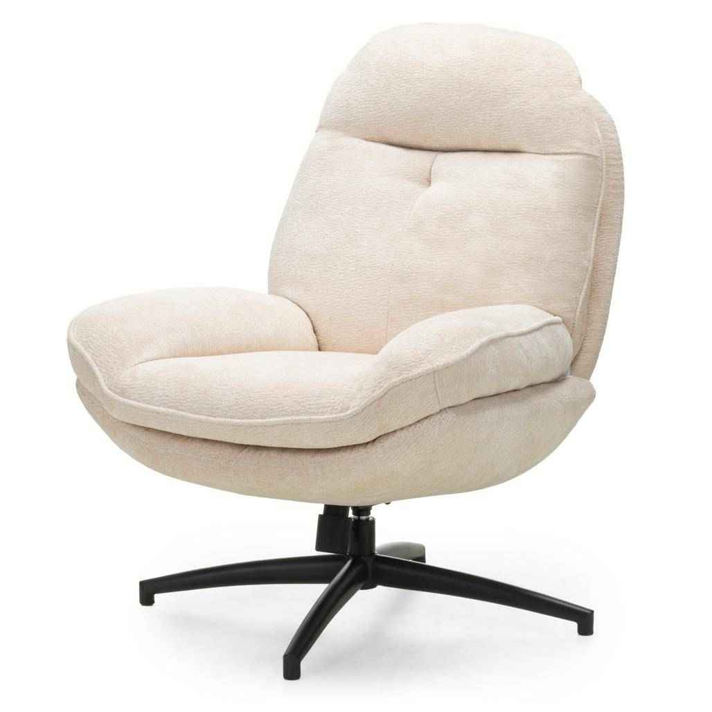 Poltrona girevole MERANO beige con poggiapiedi