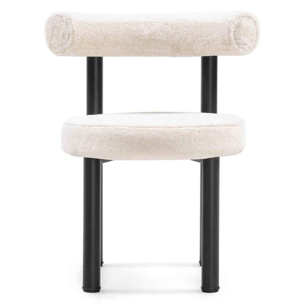 Sedia da Pranzo PERER, Ecru/Gambe Nere