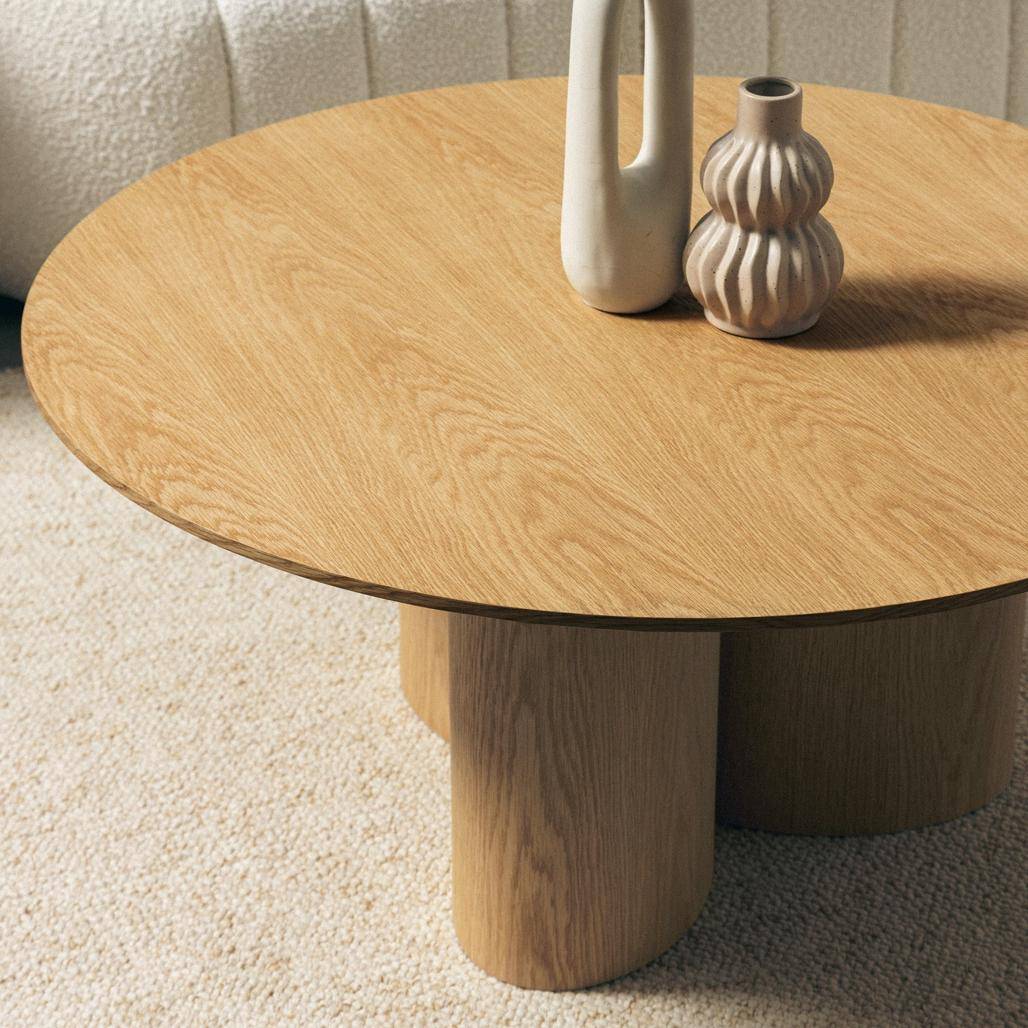 Tavolino NAORA rotondo 100 cm, rovere naturale