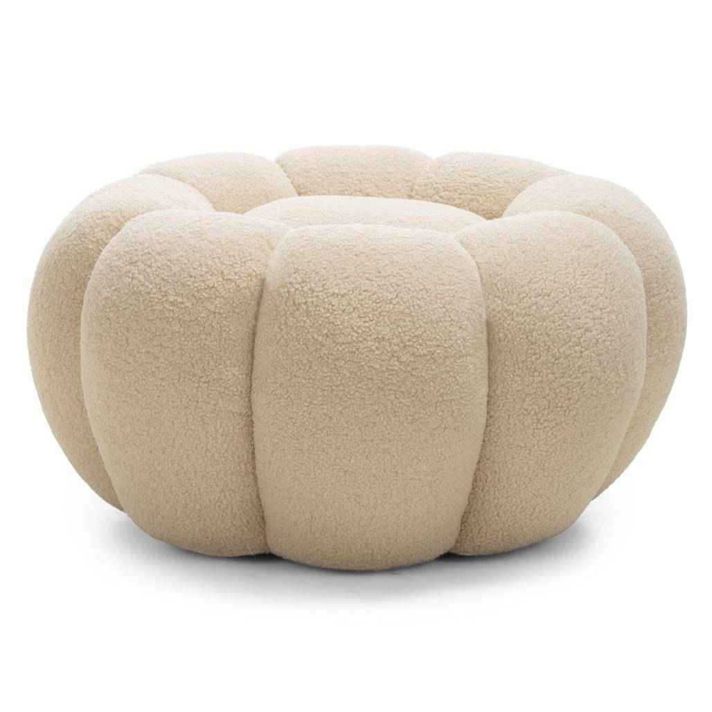 Pouf PERLE, beige, bouclé