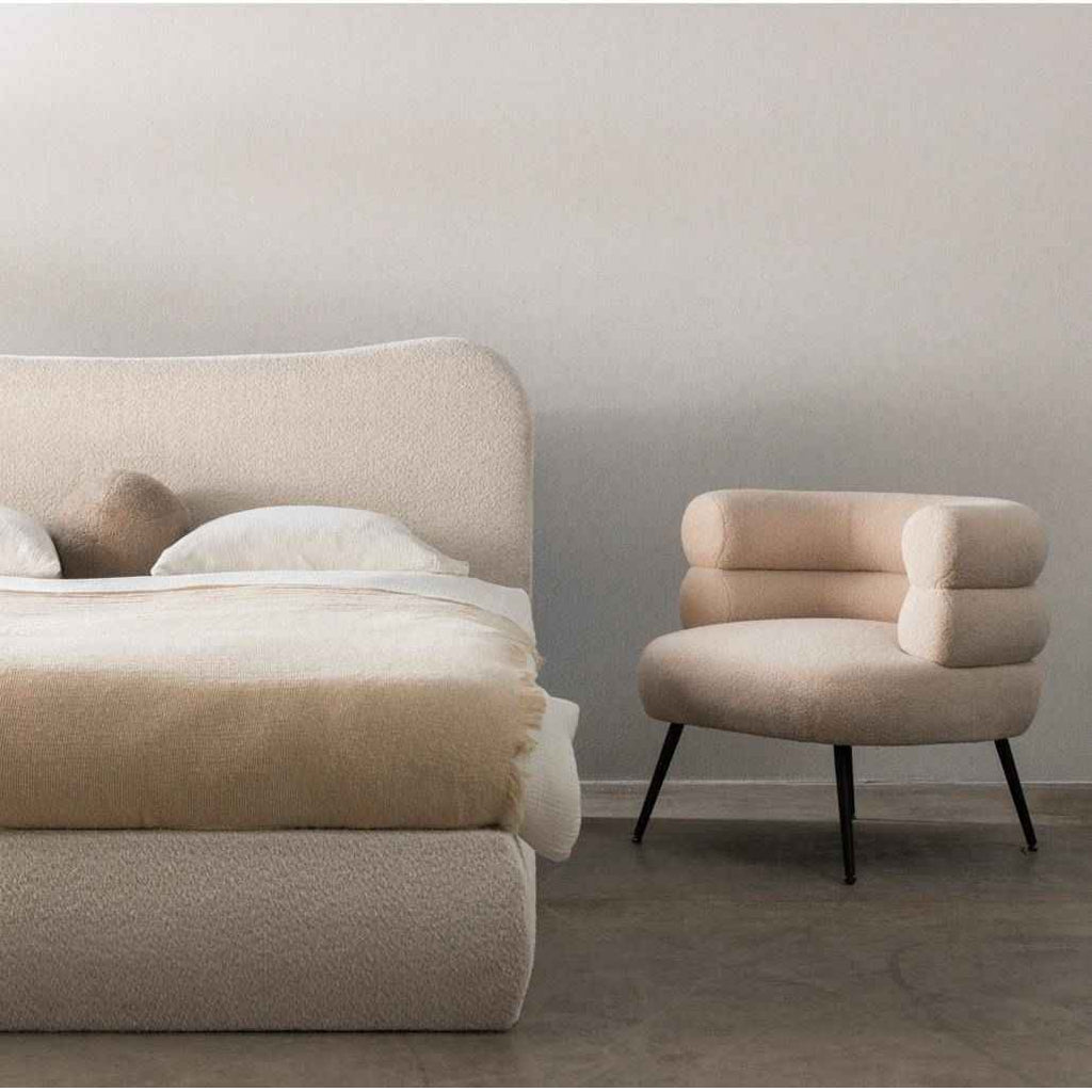 Letto imbottito DOMINIQUE 140x200 cm, beige