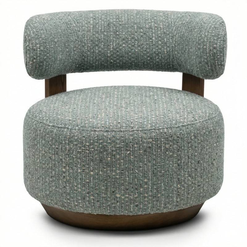 Poltrona lounge MARABELL, forme arrotondate, blu-beige/noce