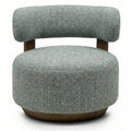 Poltrona lounge MARABELL, forme arrotondate, blu-beige/noce