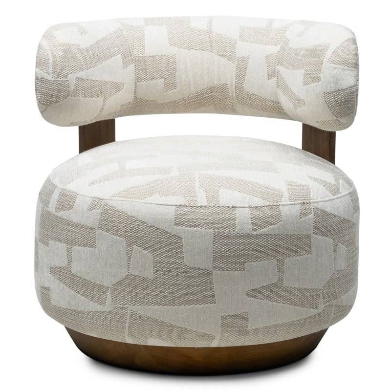 Poltrona MARABELL, forme arrotondate, beige/cream, noce