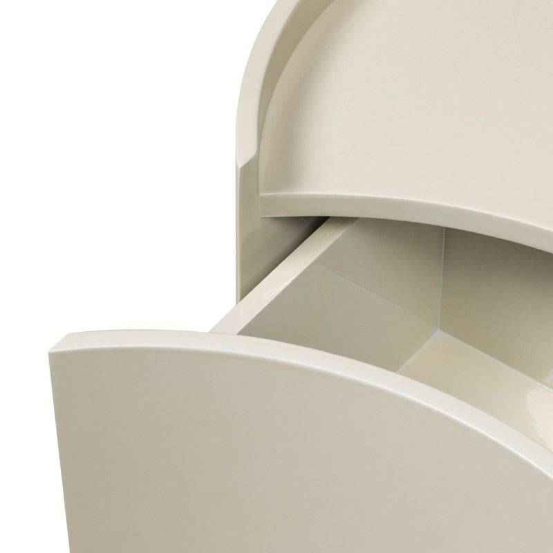Comodino ENAV con cassetti, bianco crema, forme arrotondate