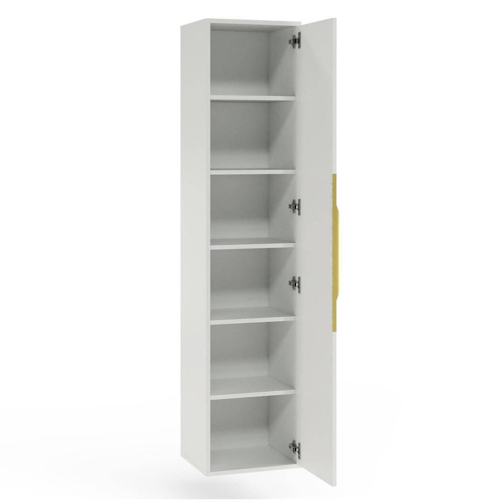 Mobile bagno ANVERS, rigato, maniglia oro, bianco
