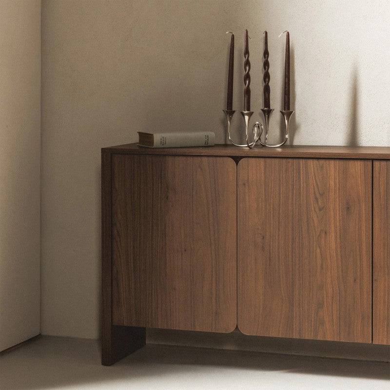 Cassettiera OKU 4 porte noce villa, fronti arrotondati