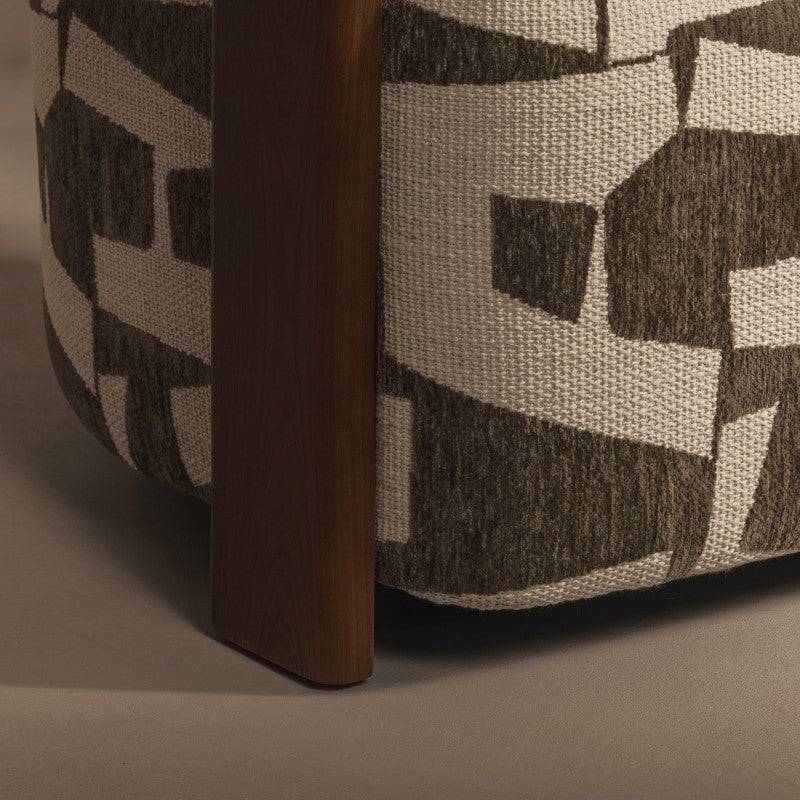 Poltrona ANNABEL, olive-cream/noce, forme arrotondate