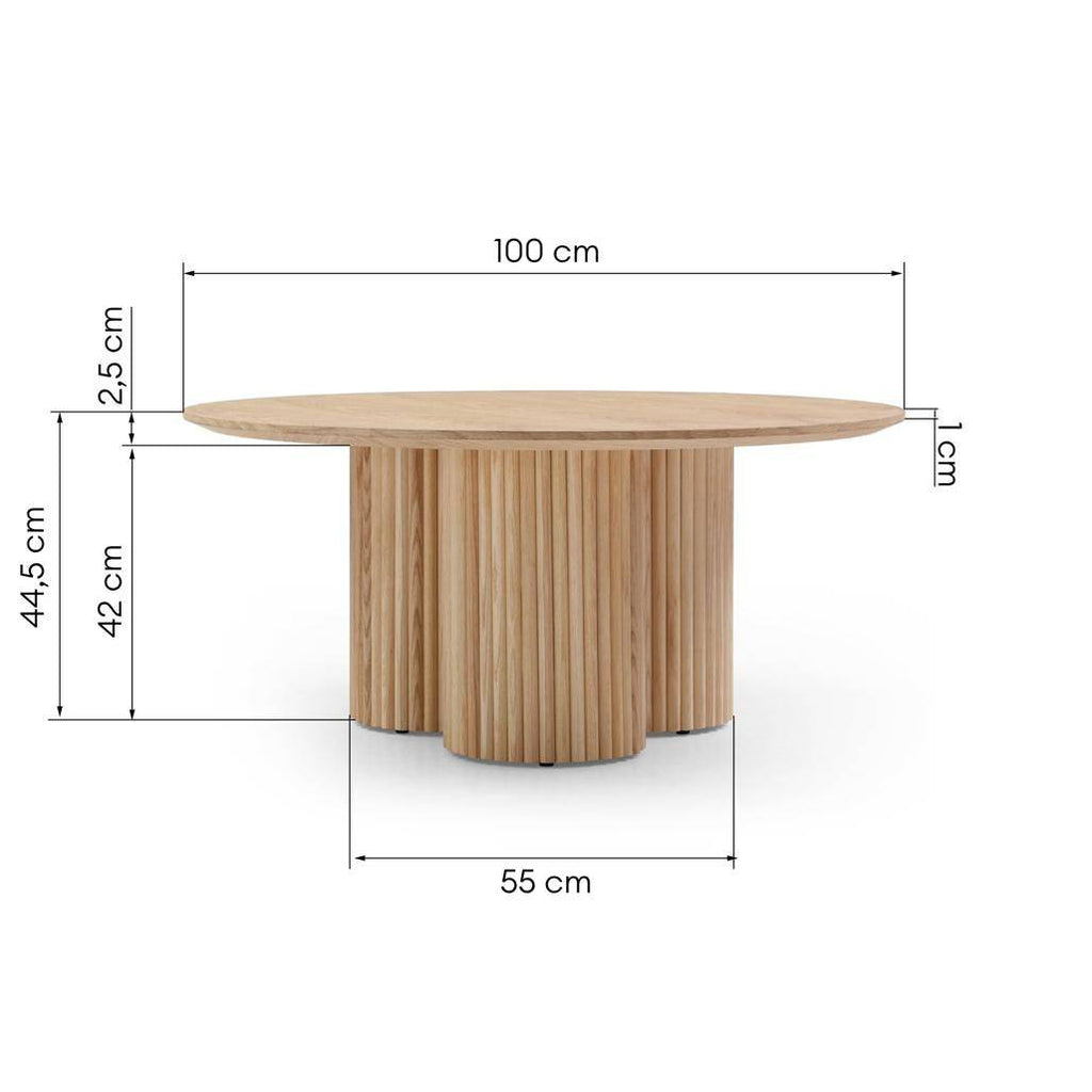 Tavolino NAORA II rotondo 100 cm, rovere e frassino