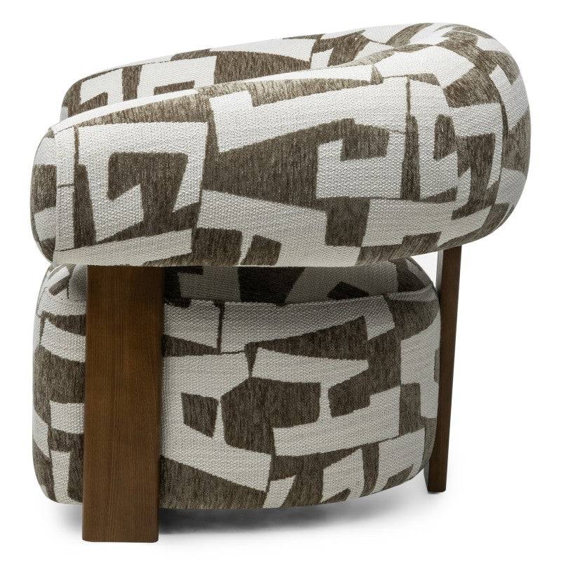 Poltrona ANNABEL, olive-cream/noce, forme arrotondate