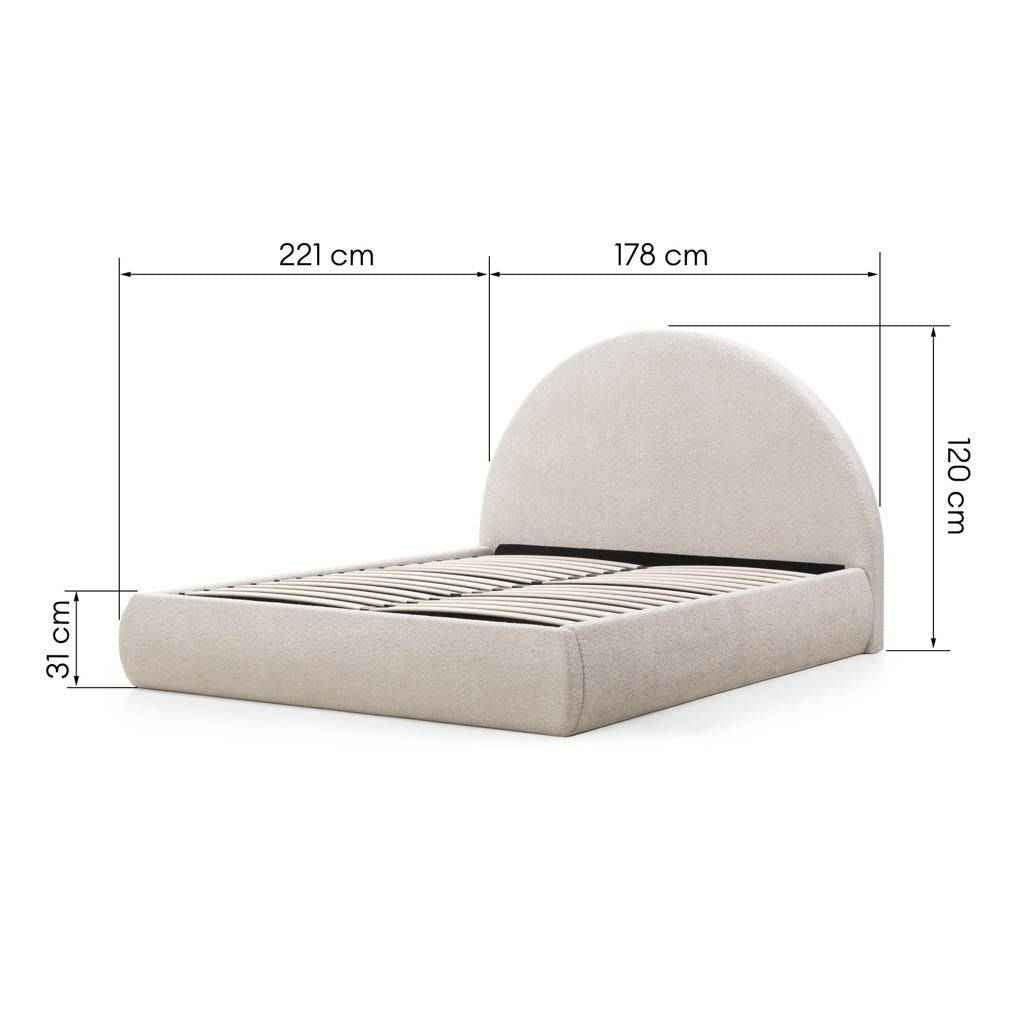 Letto rivestito MIMIQ 160x200 cm, con contenitore, beige
