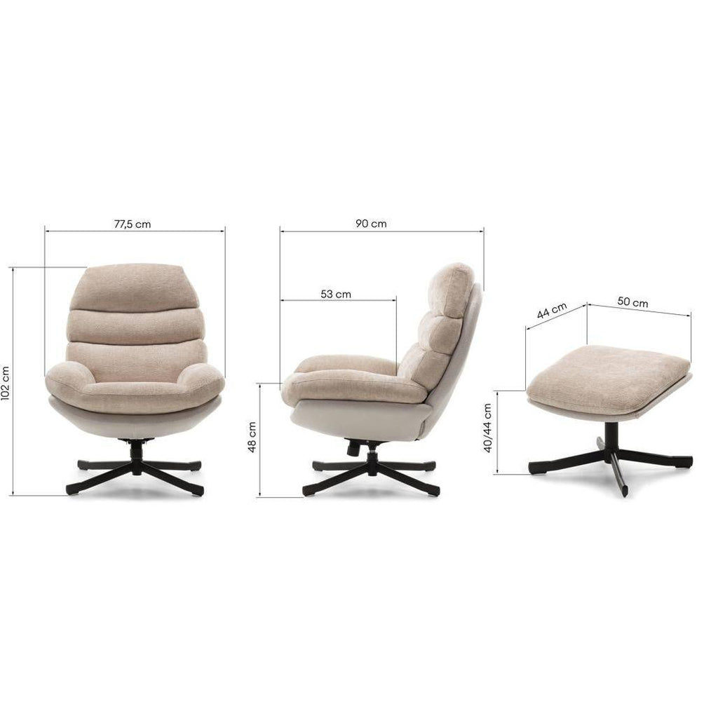 Poltrona Girevole UNO, beige con poggiapiedi