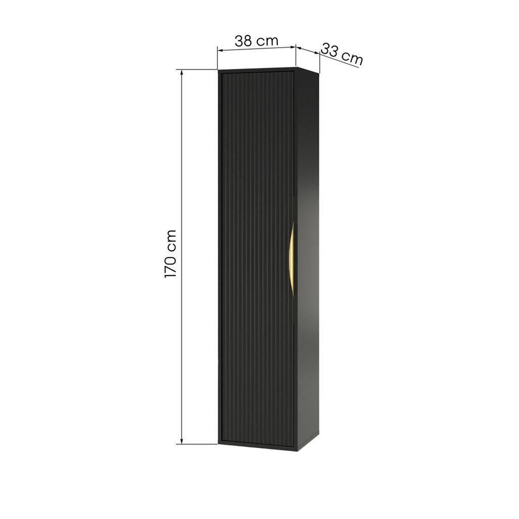 Mobile bagno ANVERS, rigato, maniglia oro, nero