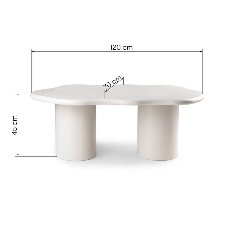 Tavolino MIRELLA, grigio-beige, forme arrotondate