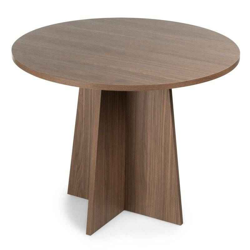 Tavolo da pranzo rotondo ERLOM 100 cm, noce Lincoln